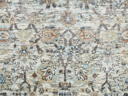Ivory 2'6" x 6'2" Transitional Hand knotted Wool/Silk Rug - Sku: O058150