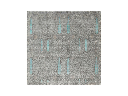 Brown 10'0" x 10'0" Transitional Hand knotted Wool/Silk Rug - Sku: O058160