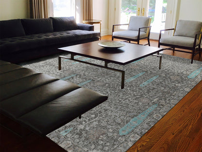 Brown 10'0" x 10'0" Transitional Hand knotted Wool/Silk Rug - Sku: O058160