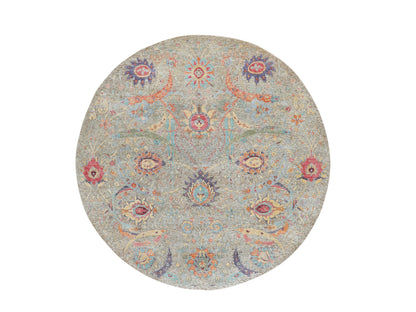 Ivory 8'10" x 8'10" Transitional Hand knotted Wool/Silk Rug - Sku: O058172