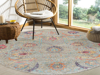 Ivory 8'10" x 8'10" Transitional Hand knotted Wool/Silk Rug - Sku: O058172
