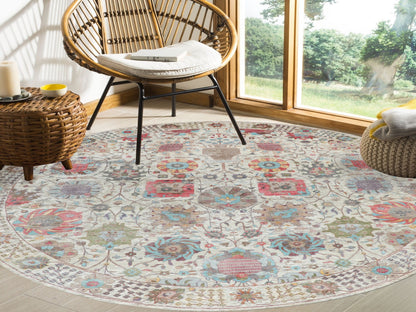 Ivory 10'0" x 10'0" Transitional Hand knotted Wool/Silk Rug - Sku: O058174