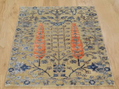 Transitional hand-knotted wool/silk rug in Beige, 2'1" x 3' — SKU O058177 (view 2)