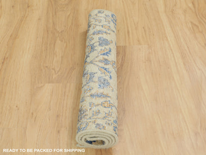 Transitional hand-knotted wool/silk rug in Beige, 2'1" x 3' — SKU O058177 (view 6)