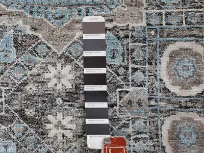 Blue 2'8" x 6'1" Mamluk Hand knotted Wool/Silk Rug - Sku: O058181