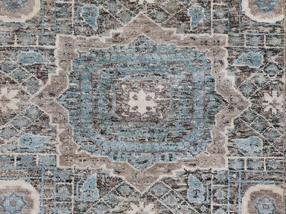 Blue 2'8" x 6'1" Mamluk Hand knotted Wool/Silk Rug - Sku: O058181