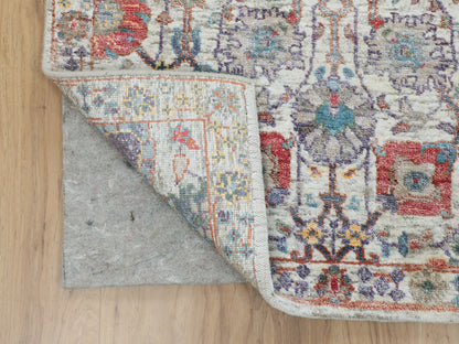 Ivory 2'7" x 12'0" Transitional Hand knotted Wool/Silk Rug - Sku: O058189