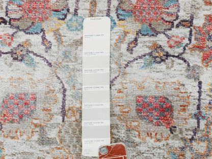 Ivory 2'7" x 12'0" Transitional Hand knotted Wool/Silk Rug - Sku: O058189