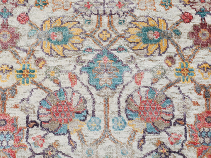 Ivory 2'7" x 12'0" Transitional Hand knotted Wool/Silk Rug - Sku: O058189