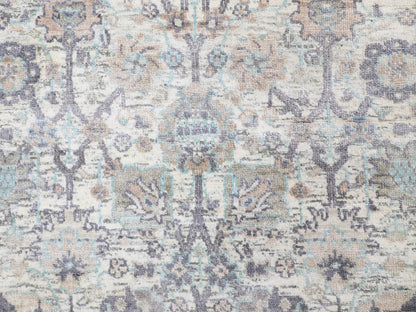 Ivory 2'5" x 8'0" Transitional Hand knotted Wool/Silk Rug - Sku: O058200