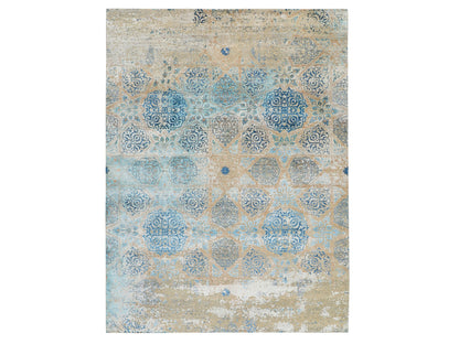 Grey 8'10" x 12'0" Transitional Hand knotted Wool/Silk Rug - Sku: O058202