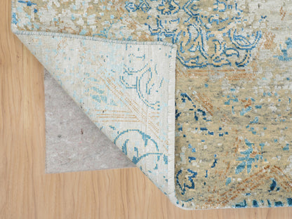 Grey 8'10" x 12'0" Transitional Hand knotted Wool/Silk Rug - Sku: O058202