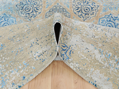 Grey 8'10" x 12'0" Transitional Hand knotted Wool/Silk Rug - Sku: O058202