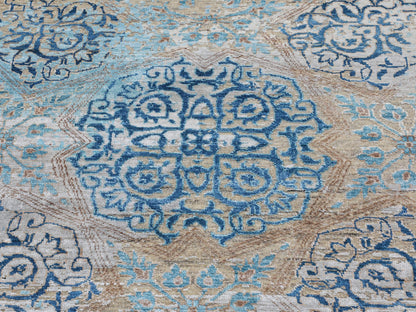 Grey 8'10" x 12'0" Transitional Hand knotted Wool/Silk Rug - Sku: O058202