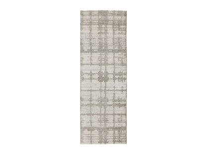 Grey 2'6" x 8'0" Modern / Contemporary Hand knotted Wool Rug - Sku: O058230