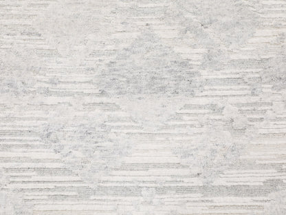 Grey 2'6" x 8'0" Modern / Contemporary Hand knotted Wool Rug - Sku: O058233