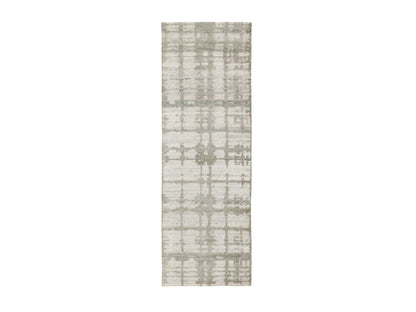 Grey 2'6" x 8'0" Modern / Contemporary Hand knotted Wool Rug - Sku: O058244