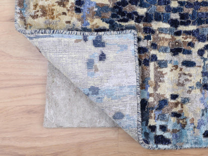 Blue 3'0" x 4'9" Modern and Contemporary Hand knotted Wool/Silk Rug - Sku: O058288