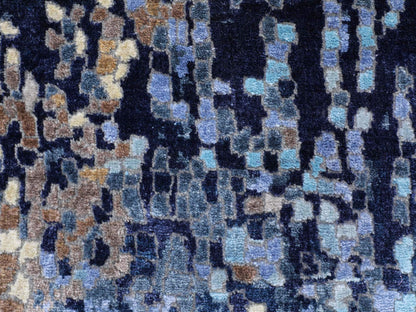 Blue 3'0" x 4'9" Modern and Contemporary Hand knotted Wool/Silk Rug - Sku: O058288