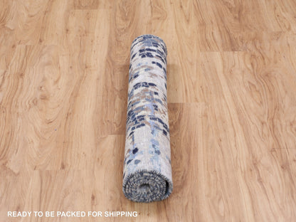 Blue 3'0" x 4'9" Modern and Contemporary Hand knotted Wool/Silk Rug - Sku: O058288