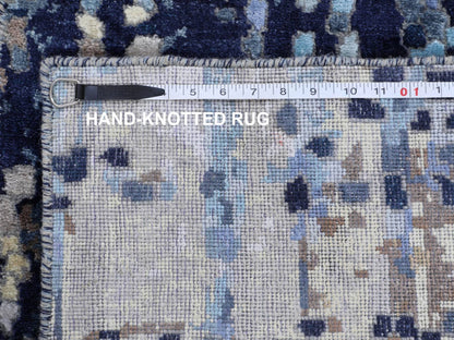 Blue 3'0" x 4'9" Modern and Contemporary Hand knotted Wool/Silk Rug - Sku: O058288