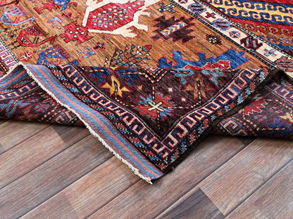 Multicolored 6'2" x 7'7" Tribal Hand knotted Wool Rug - Sku: O0582