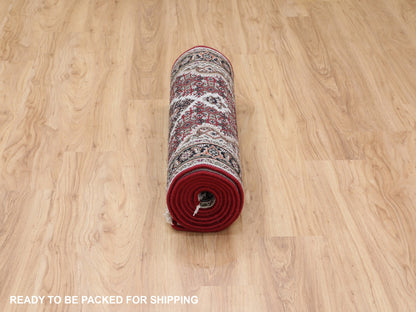 Red 2'8" x 10'1" Traditional Hand knotted Wool Rug - Sku: O058319