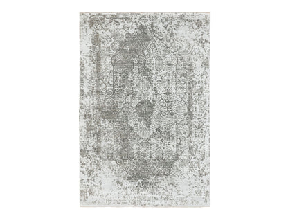 Grey 6'0" x 9'0" Transitional Hand knotted Wool/Silk Rug - Sku: O058339