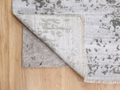 Grey 6'0" x 9'0" Transitional Hand knotted Wool/Silk Rug - Sku: O058339