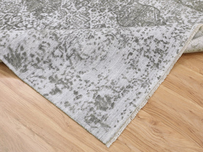 Grey 6'0" x 9'0" Transitional Hand knotted Wool/Silk Rug - Sku: O058339