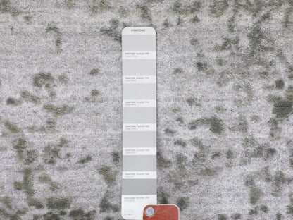 Grey 6'0" x 9'0" Transitional Hand knotted Wool/Silk Rug - Sku: O058339