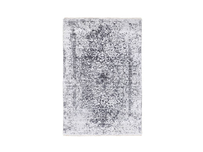 Grey 3'0" x 5'0" Transitional Hand knotted Wool/Silk Rug - Sku: O058341