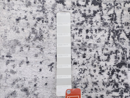 Grey 3'0" x 5'0" Transitional Hand knotted Wool/Silk Rug - Sku: O058341
