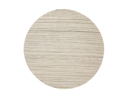 Beige 8'0" x 8'0" Hand-Loomed Handloom Wool Rug - Sku: O058349