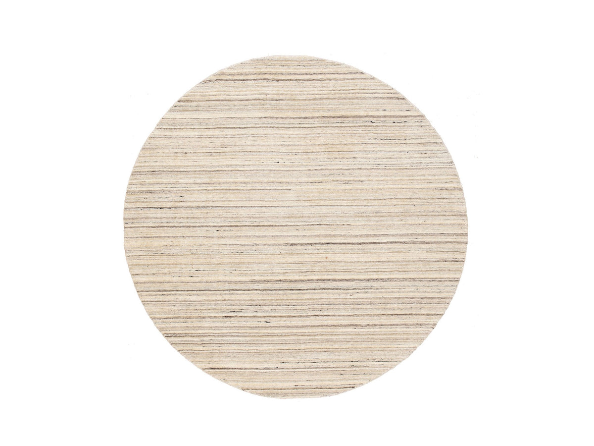 Hand-Loomed hand-knotted wool rug in Beige, 6' x 6' — SKU O058354