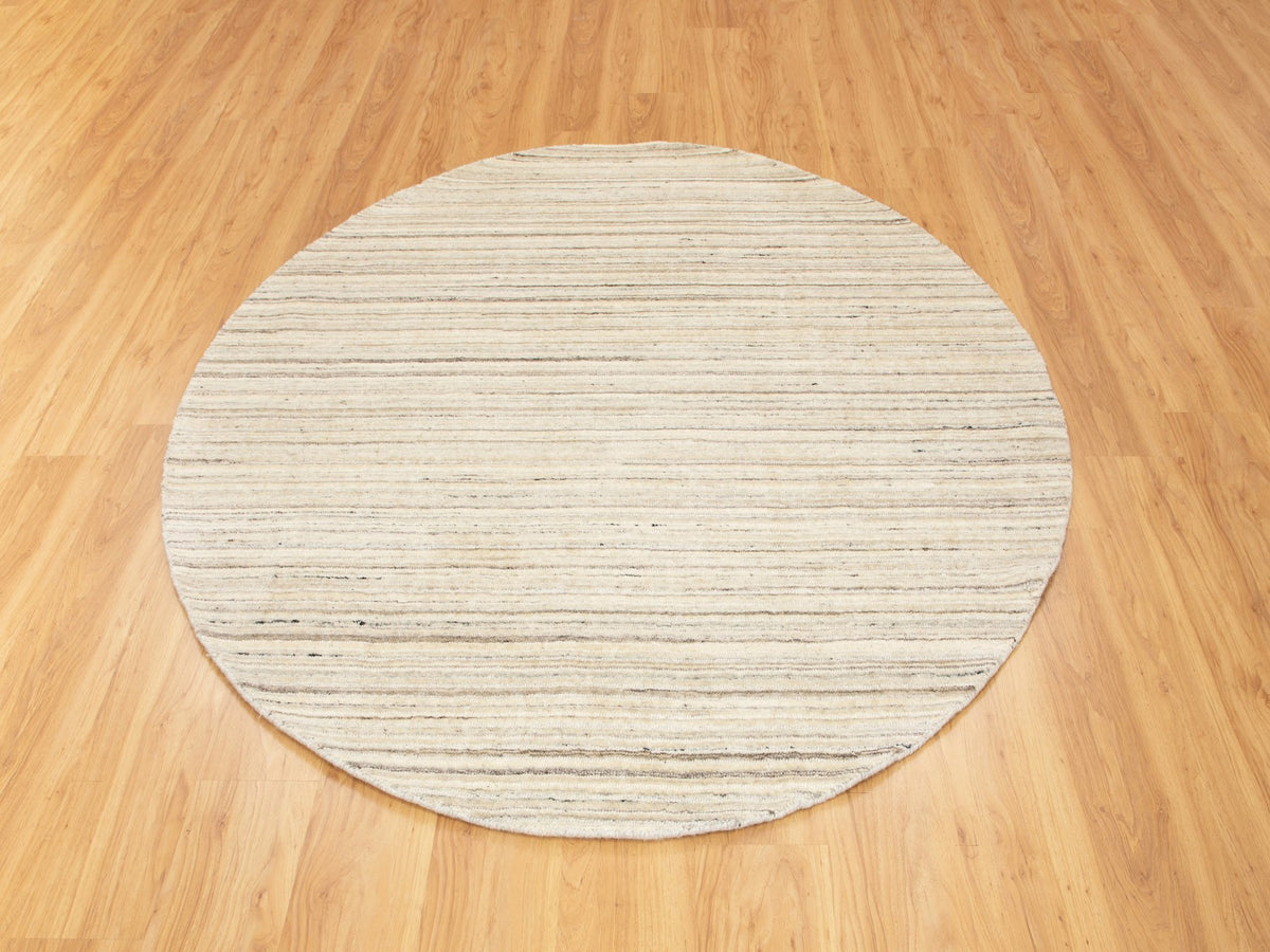 Hand-Loomed hand-knotted wool rug in Beige, 6' x 6' — SKU O058354 (view 2)