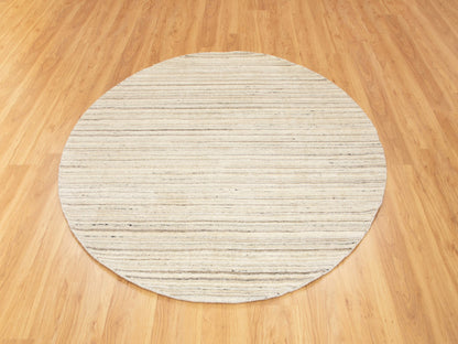 Hand-Loomed hand-knotted wool rug in Beige, 6' x 6' — SKU O058354 (view 2)