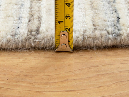 Beige 6'0" x 6'0" Hand-Loomed Handloom Wool Rug - Sku: O058354