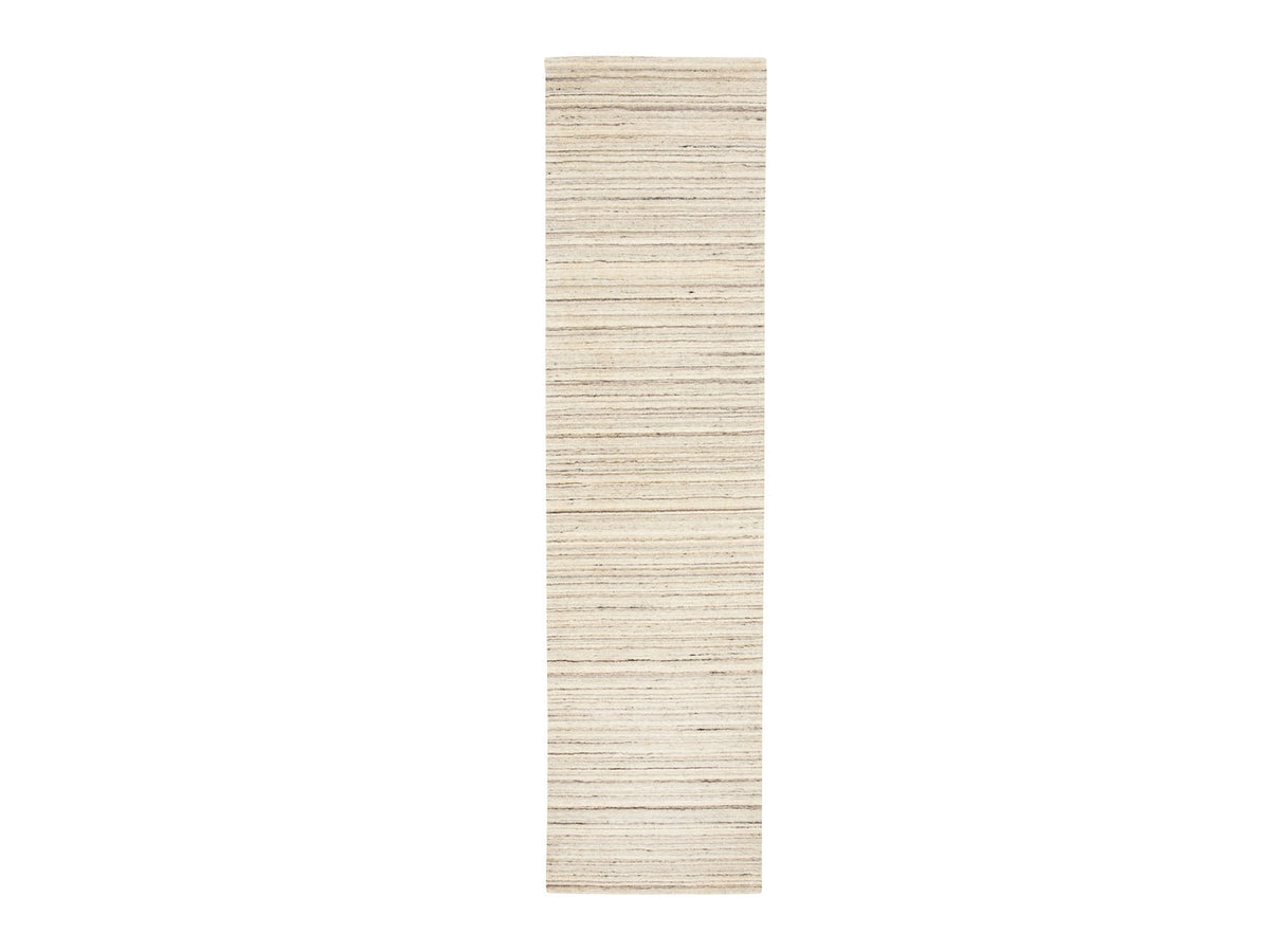Hand-Loomed hand-knotted wool runner in Beige, 2'6" x 9'8" — SKU O058358
