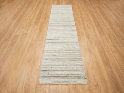 Hand-Loomed hand-knotted wool runner in Beige, 2'6" x 9'8" — SKU O058358 (view 2)