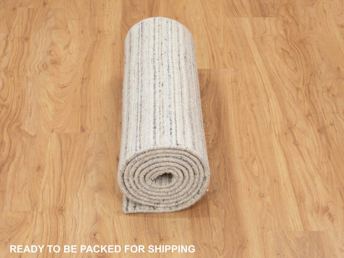Hand-Loomed hand-knotted wool runner in Beige, 2'6" x 9'8" — SKU O058358 (view 6)