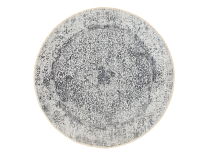 Grey 8'0" x 8'0" Transitional Hand knotted Wool/Silk Rug - Sku: O058385