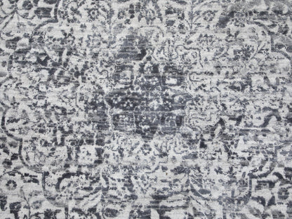 Grey 8'0" x 8'0" Transitional Hand knotted Wool/Silk Rug - Sku: O058385