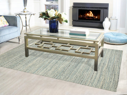 Green 6'0" x 9'0" Modern / Contemporary Handloom Wool Rug - Sku: O058391