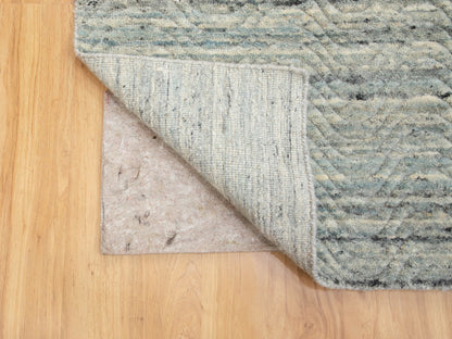 Green 6'0" x 9'0" Modern / Contemporary Handloom Wool Rug - Sku: O058391