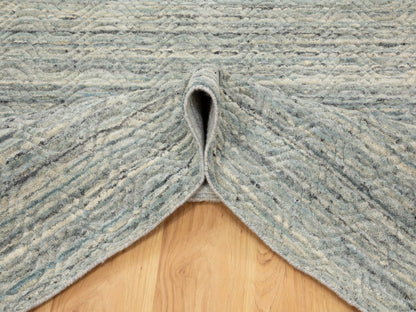 Green 6'0" x 9'0" Modern / Contemporary Handloom Wool Rug - Sku: O058391