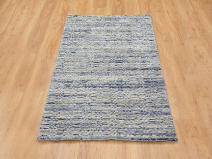 Grey 3'0" x 5'0" Modern / Contemporary Handloom Wool Rug - Sku: O058395