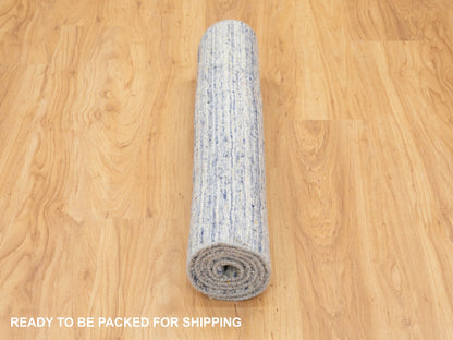 Grey 3'0" x 5'0" Modern / Contemporary Handloom Wool Rug - Sku: O058395