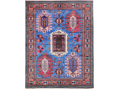 Blue 6'0" x 7'8" Kazak Hand knotted Wool Rug - Sku: O0583