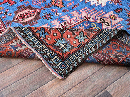 Blue 6'0" x 7'8" Kazak Hand knotted Wool Rug - Sku: O0583